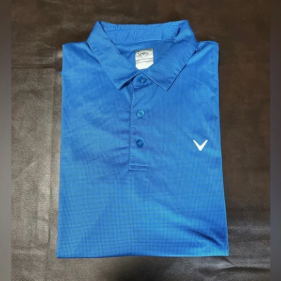 Callaway Polo Shirt Short Sleeve Opti-Dri Blue Square Golf Shirt XL - Picture 1 of 6
